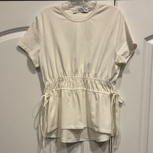 Proenza Schouler Cream Cinched Short Sleeve Top